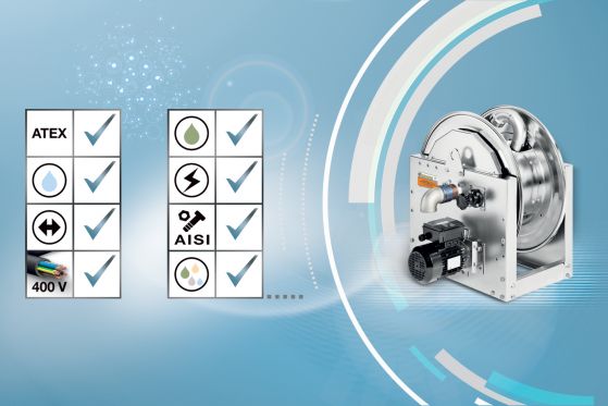  MOTORISIERTE SCHLAUCHAUFROLLER FÜR 400 V AC - 50/60 HZ