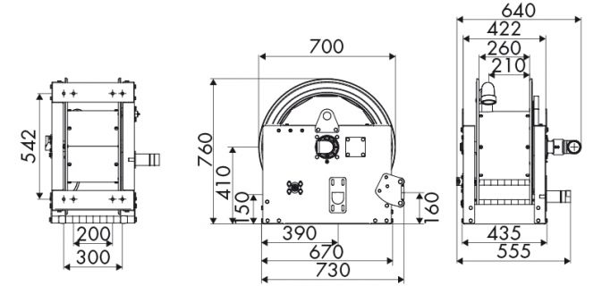 Hose reel and cable reel, Motorized hose reel - AISI 304 stainless steel hose  reels - Prod.